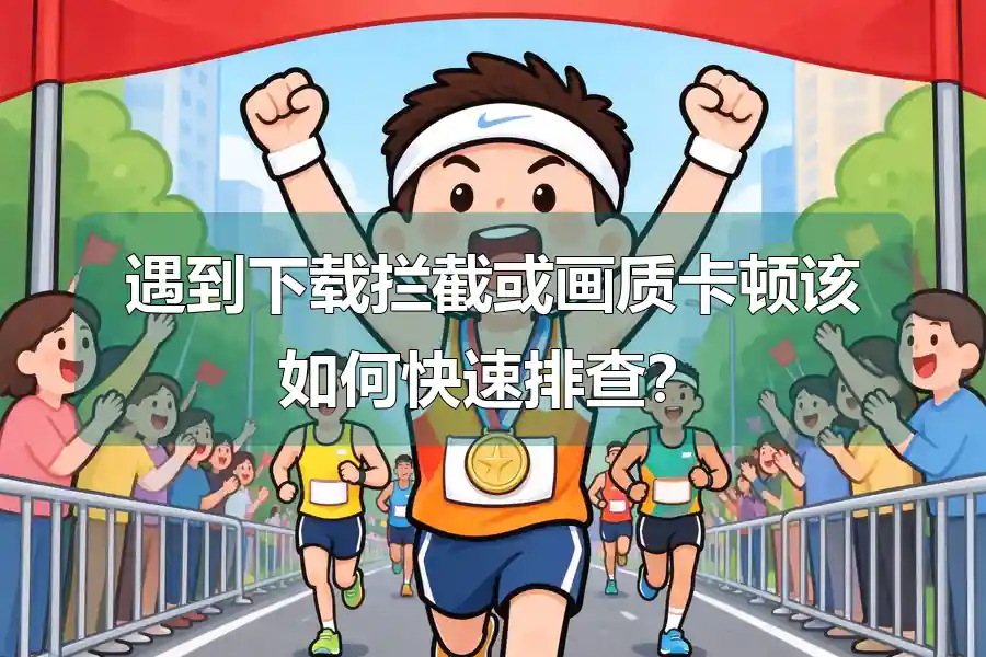 遇到下载拦截或画质卡顿该如何快速排查？